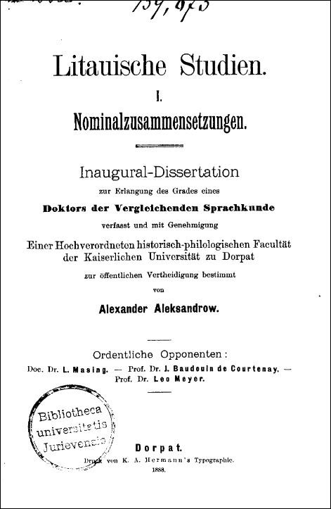 Dissertation / Einleitung 28.05.1888