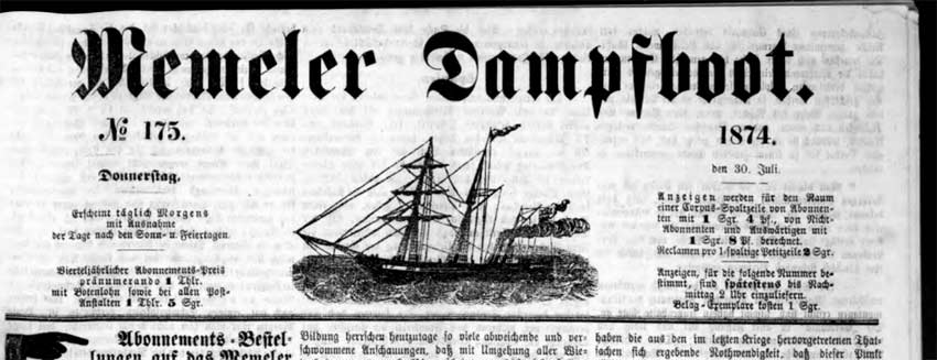 Memeler Dampfboot - 30.07.1874